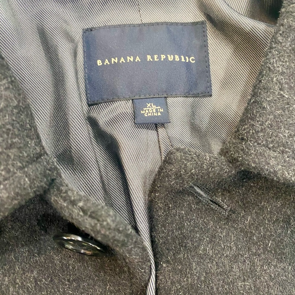 Men’s XL Black/Charcoal Banana Republic Wool Peacoat.